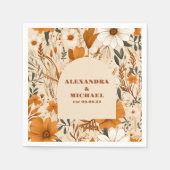 Serviette En Papier Mariage Fleur sauvage d'aquarelle en terre cuite (Devant)