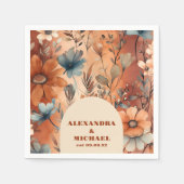 Serviette En Papier Mariage Fleur sauvage d'aquarelle en terre cuite (Devant)