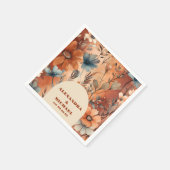 Serviette En Papier Mariage Fleur sauvage d'aquarelle en terre cuite (Coin)