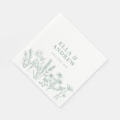 Serviette En Papier Mariage Fleur sauvage de Boho vert printemps (Coin)