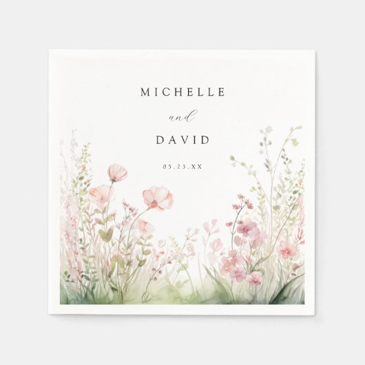 Serviette En Papier Mariage Fleur sauvage Delicate (Devant)