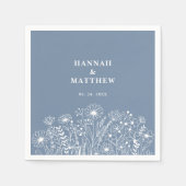 Serviette En Papier Mariage fleur sauvage Dusty Blue Boho (Devant)