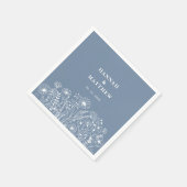 Serviette En Papier Mariage fleur sauvage Dusty Blue Boho (Coin)