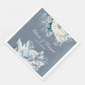 Serviette En Papier Mariage Fleur sauvage Dusty Blue moderne (Coin)