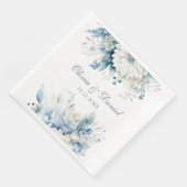 Serviette En Papier Mariage Fleur sauvage Dusty Blue moderne (Coin)