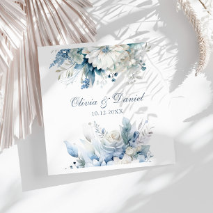 Serviette En Papier Mariage Fleur sauvage Dusty Blue moderne