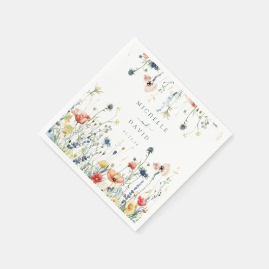 Serviette En Papier Mariage Fleur sauvage dynamique (Coin)