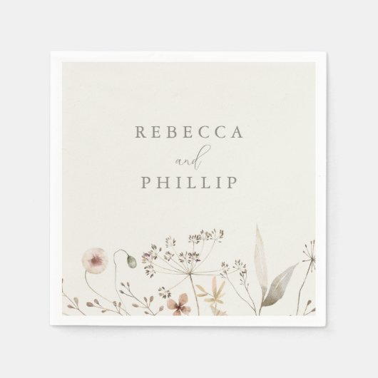 Serviette En Papier Mariage Fleur sauvage Elegant Boho (Devant)