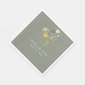Serviette En Papier Mariage Fleur sauvage Elegant Boho | Sage Green (Coin)