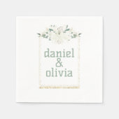 Serviette En Papier Mariage Fleur sauvage élégant Charm Green (Devant)