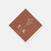 Serviette En Papier Mariage Fleur sauvage en terre cuite de Boho orang (Coin)