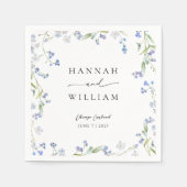 Serviette En Papier Mariage Fleur sauvage Floral Bleu (Devant)