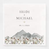 Serviette En Papier Mariage Fleur sauvage HEIDI Muet Boho (Devant)