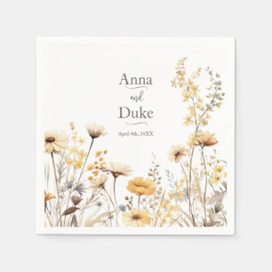 Serviette En Papier Mariage Fleur sauvage jaune