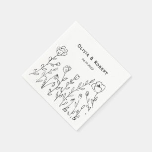 Serviette En Papier Mariage Fleur sauvage minimaliste rustique