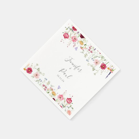 Serviette En Papier Mariage Fleur sauvage multicouleur simple Napkin (Coin)