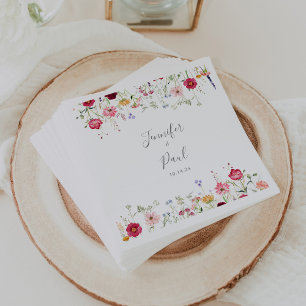 Serviette En Papier Mariage Fleur sauvage multicouleur simple Napkin