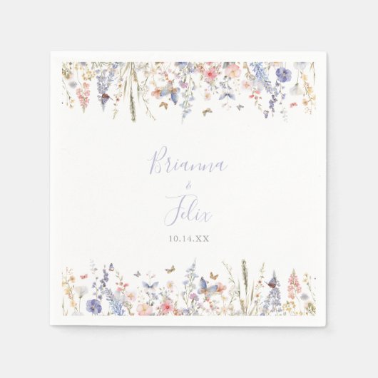 Serviette En Papier Mariage Fleur sauvage multilingue d'été Napkin (Devant)