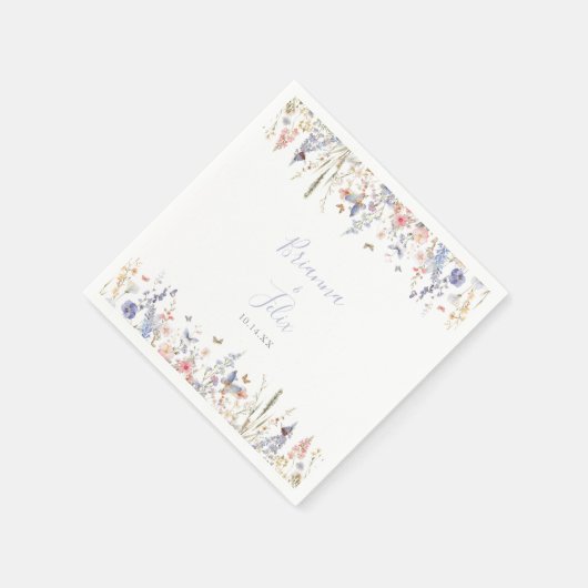 Serviette En Papier Mariage Fleur sauvage multilingue d'été Napkin (Coin)