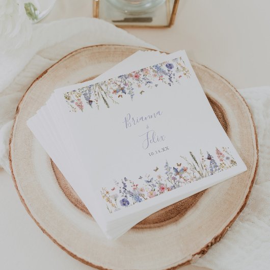 Serviette En Papier Mariage Fleur sauvage multilingue d'été Napkin