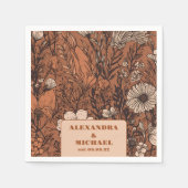 Serviette En Papier Mariage Fleur sauvage orange brûlé (Devant)