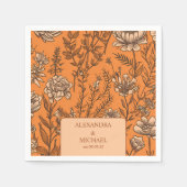 Serviette En Papier Mariage Fleur sauvage orange brûlé (Devant)
