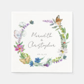 Serviette En Papier Mariage Fleur sauvage papillon (Devant)