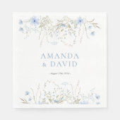 Serviette En Papier Mariage Fleur sauvage périphérique bleu (Devant)