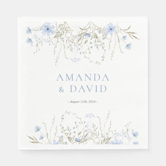 Serviette En Papier Mariage Fleur sauvage périphérique bleu (Devant)