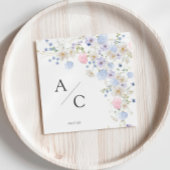 Serviette En Papier Mariage Fleur sauvage rose et violet printemps