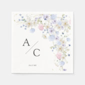 Serviette En Papier Mariage Fleur sauvage rose et violet printemps (Devant)