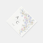 Serviette En Papier Mariage Fleur sauvage rose et violet printemps (Coin)