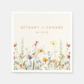 Serviette En Papier Mariage Fleur sauvage rustique (Devant)