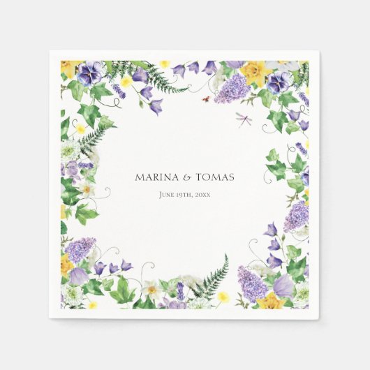 Serviette En Papier Mariage Fleur sauvage Rustique Boho (Devant)