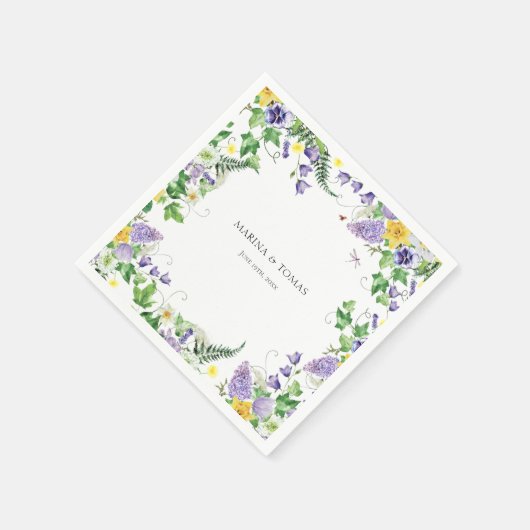 Serviette En Papier Mariage Fleur sauvage Rustique Boho (Coin)