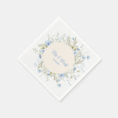 Serviette En Papier Mariage Fleur sauvage rustique Dusty Blue Delicy (Coin)
