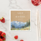 Serviette En Papier Mariage Fleur sauvage Rustique Kraft Mountain (En situation)