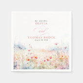 Serviette En Papier Mariage Fleur sauvage Soft Pastel (Devant)