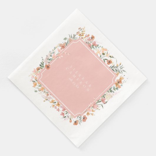 Serviette En Papier Mariage Fleur sauvage Sunny Pink ID1023 (Coin)