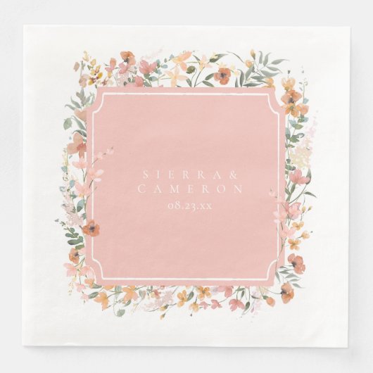 Serviette En Papier Mariage Fleur sauvage Sunny Pink ID1023 (Devant)