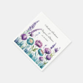 Serviette En Papier Mariage Fleur sauvage turquoise et violette (Coin)