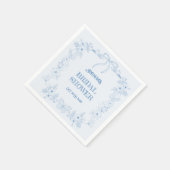 Serviette En Papier Mariage Fleur Toile Ruban Bleu  (Coin)