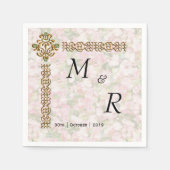 Serviette En Papier Mariage fleuri à bijoux d'or (Devant)