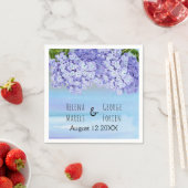 Serviette En Papier Mariage fleuri bleu violet hydrangea (En situation)