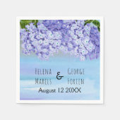 Serviette En Papier Mariage fleuri bleu violet hydrangea (Devant)
