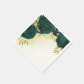 Serviette En Papier Mariage fleuri en or vert émeraude (Coin)