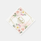 Serviette En Papier Mariage Fleuris Géométriques Rose (Coin)