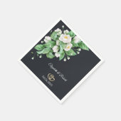 Serviette En Papier Mariage Fleurs Blanches (Coin)