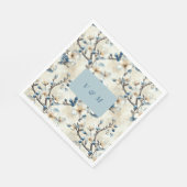 Serviette En Papier Mariage Fleurs Blanches Bleues de Printemps (Coin)