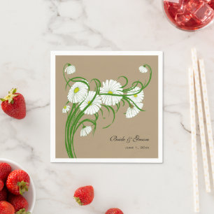 Serviette En Papier Mariage Fleurs de Marguerite de Gerber Vintage